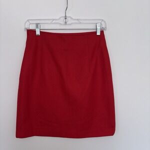 Vintage 90s Red Wool  USA Size 4 United Colors of Benetton Skirt Italy Size 40
